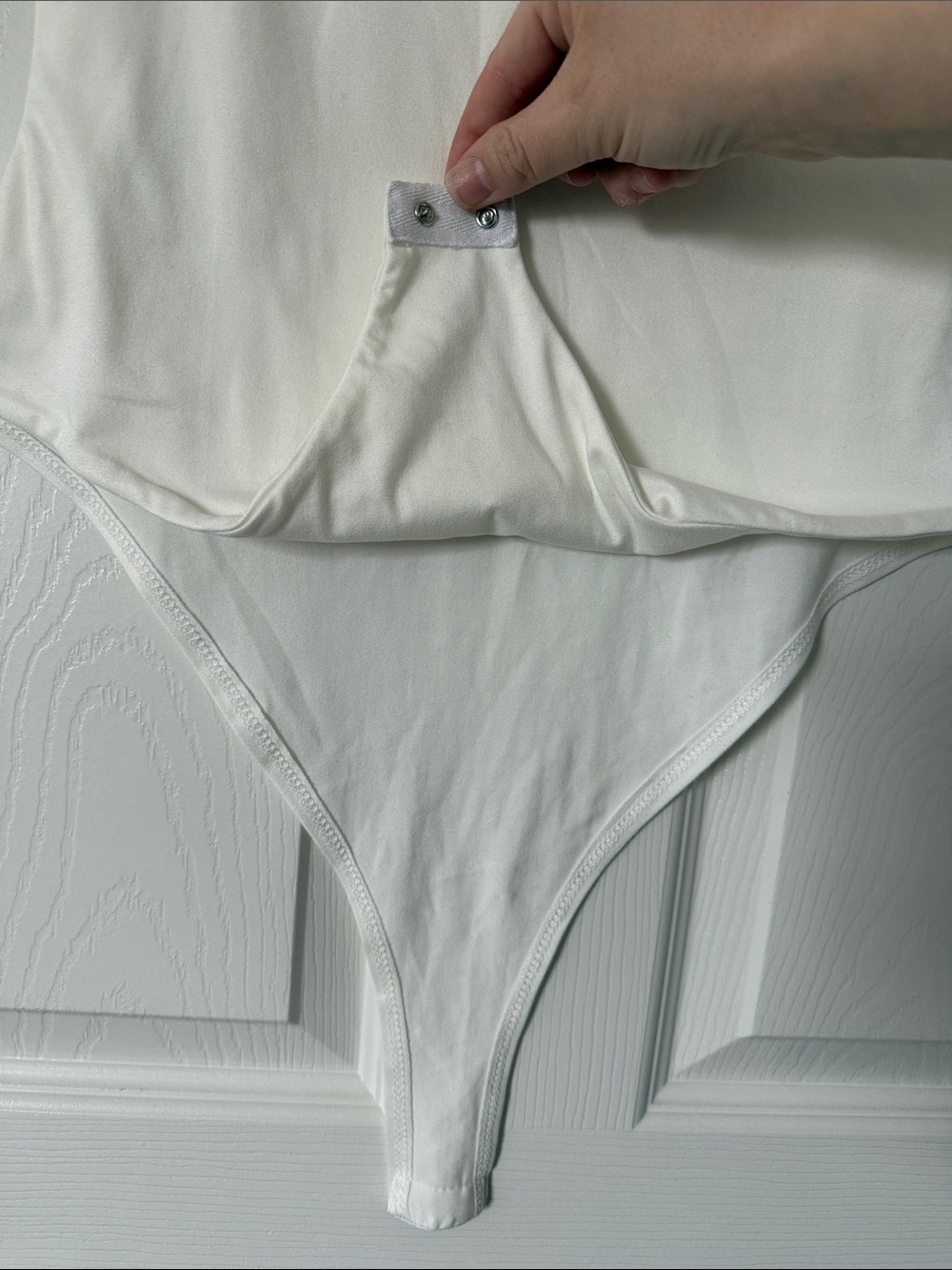 Pink Lily White V-Neck Short Sleeve Bodysuit - Picture 3 of 4